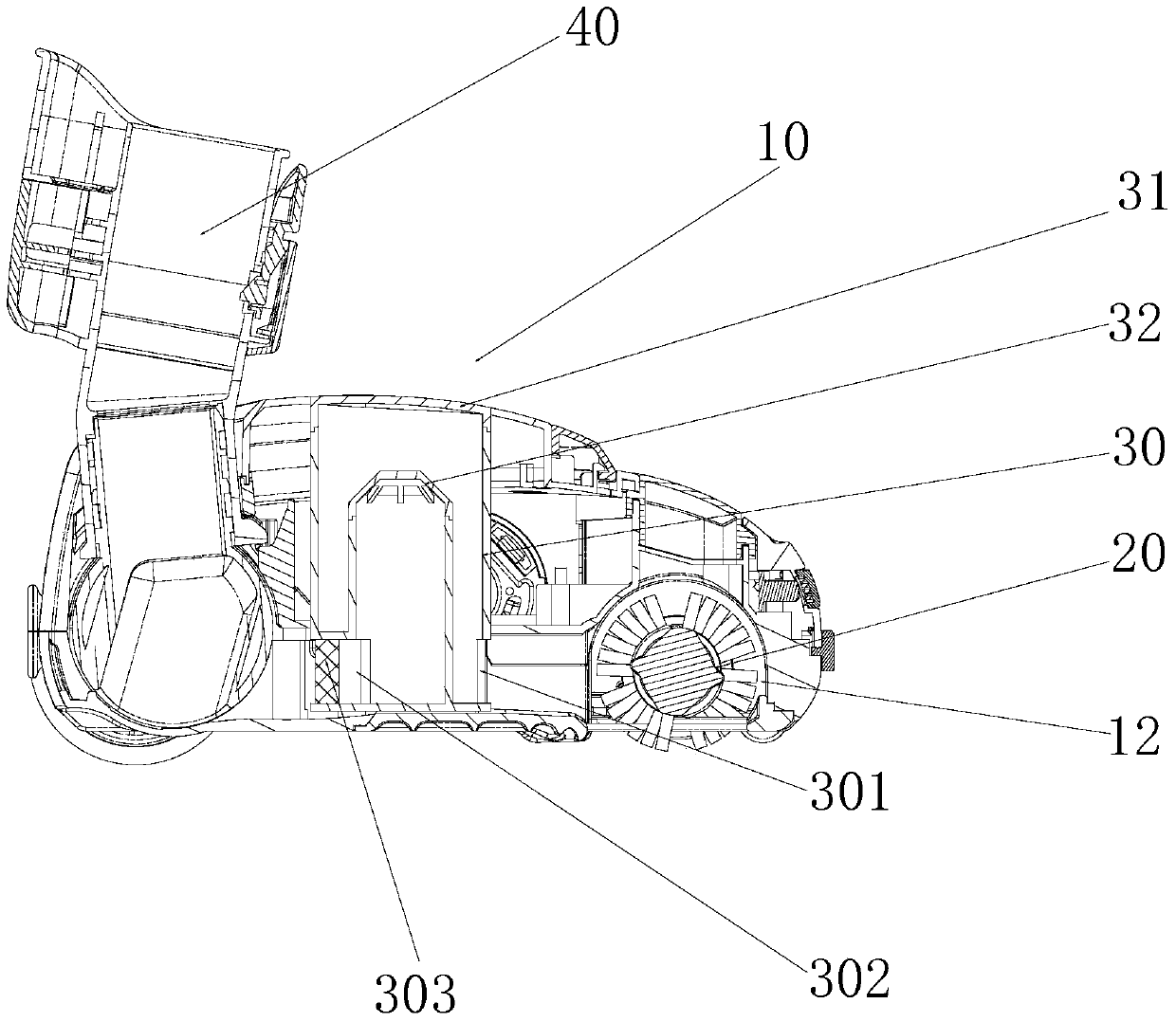 An accessory structure applied to a vacuum cleaner