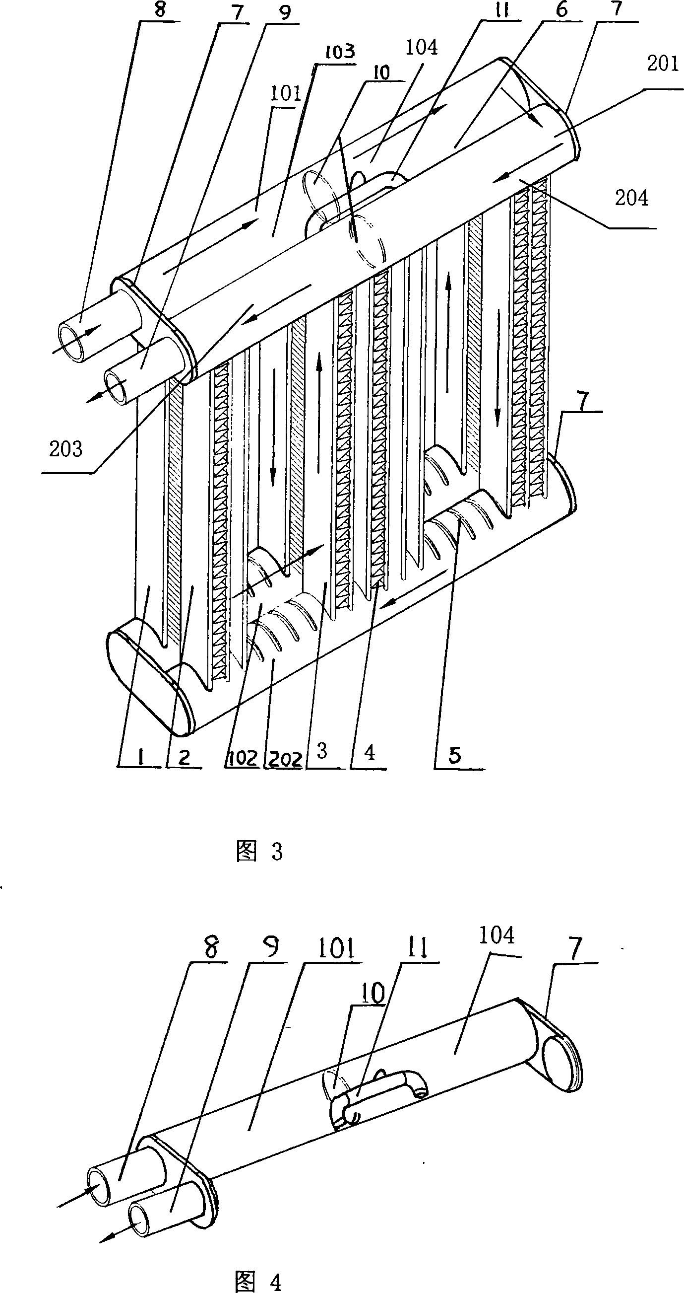 Automobile air conditioner parallel flow evaporator