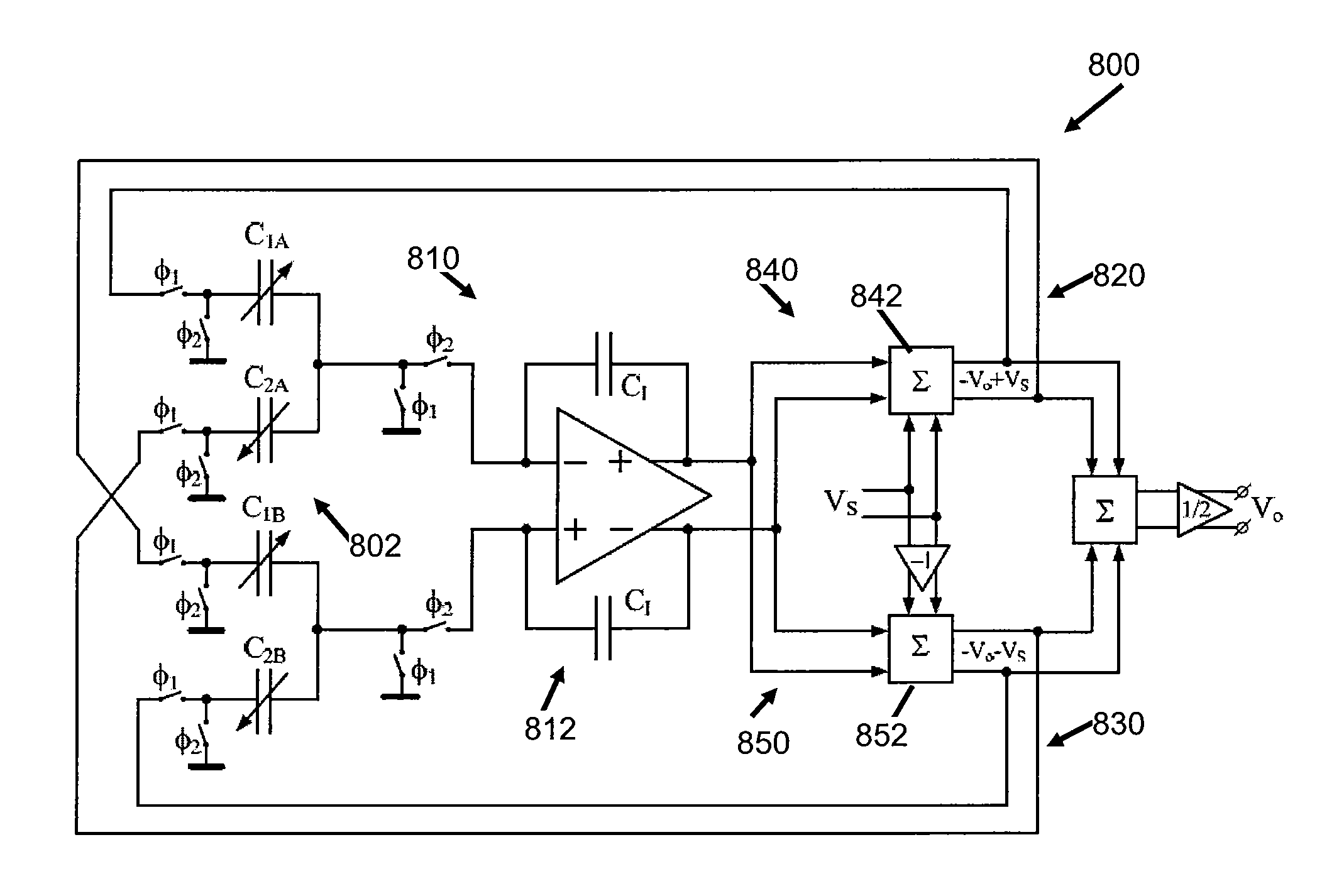 Readout circuit for self-balancing capacitor bridge