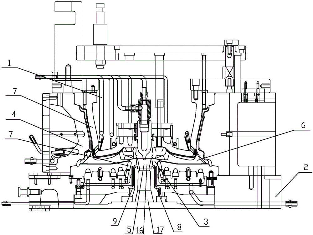 Water-cooled wheel hub mould