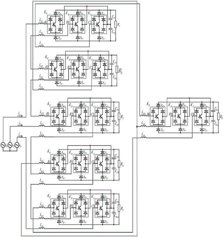 Three-phase line voltage cascading VIENNA converter