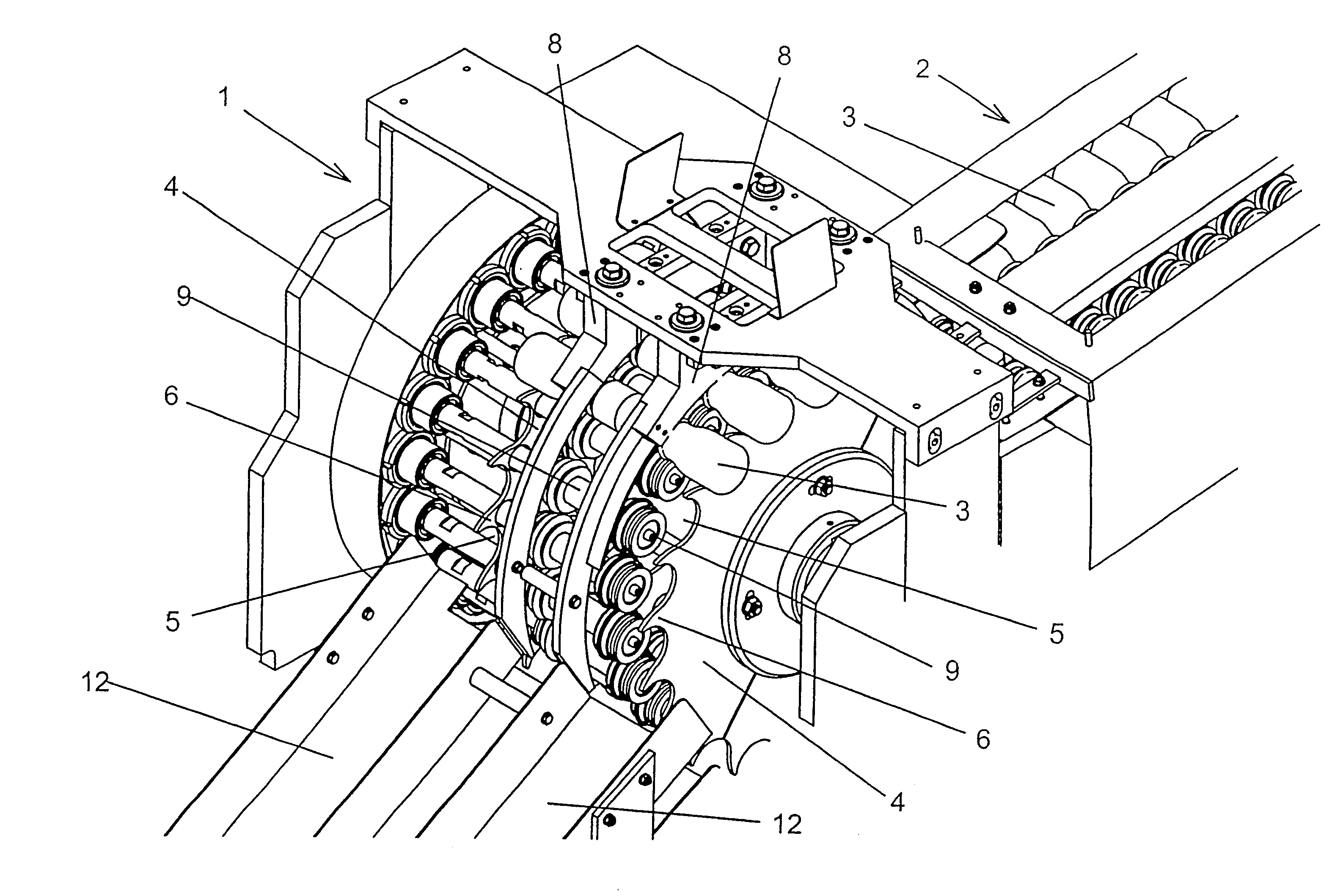 Horizontal cutter of double-bodied bottles attached to each other at the neck