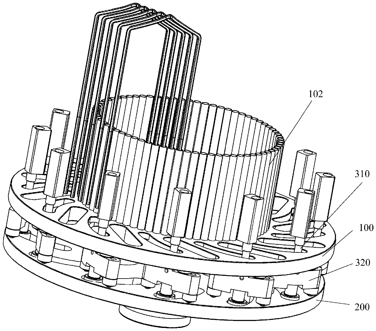 Stator coil tightening device and coil tightening method for motor