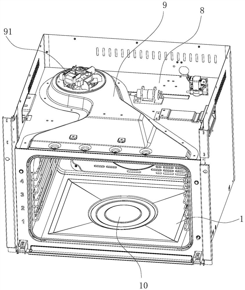 An exhaust structure for steaming and roasting cooking equipment and an integrated steaming and roasting machine