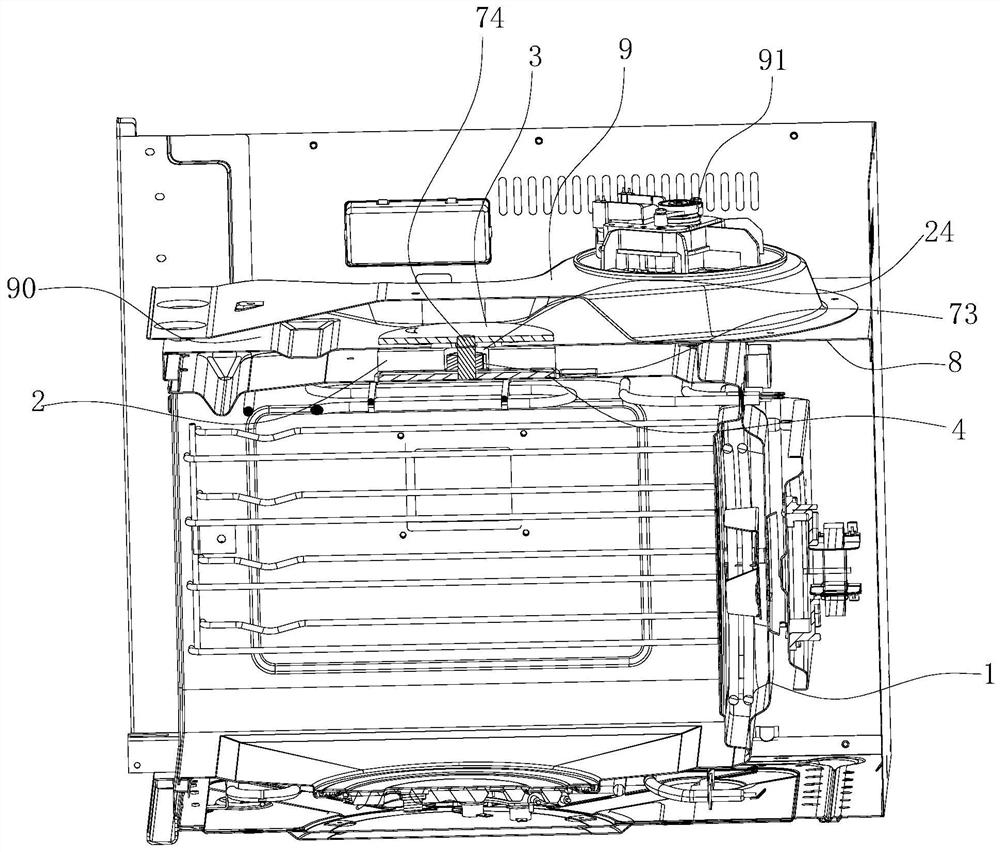 An exhaust structure for steaming and roasting cooking equipment and an integrated steaming and roasting machine