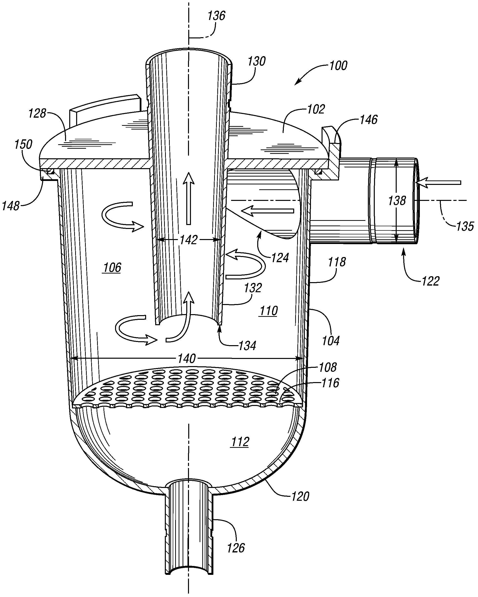 Fuel cell system and centrifugal water separator for fuel cell system