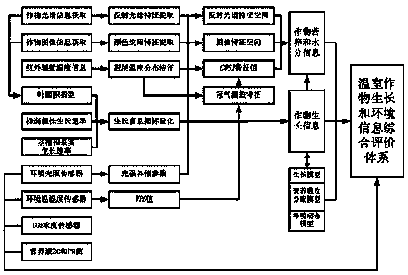 Detecting method for greenhouse crop growth information and environment information based on multi-sensor information