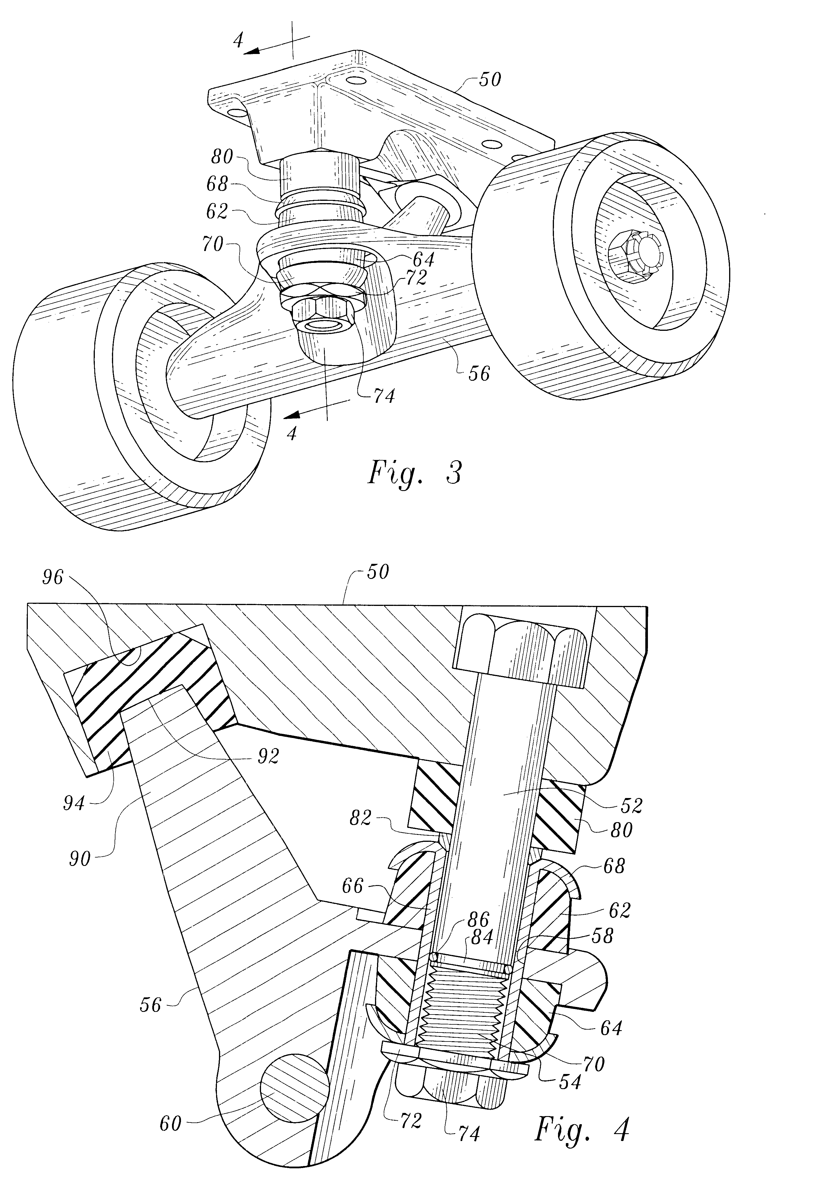 Shock absorbing skate truck assembly