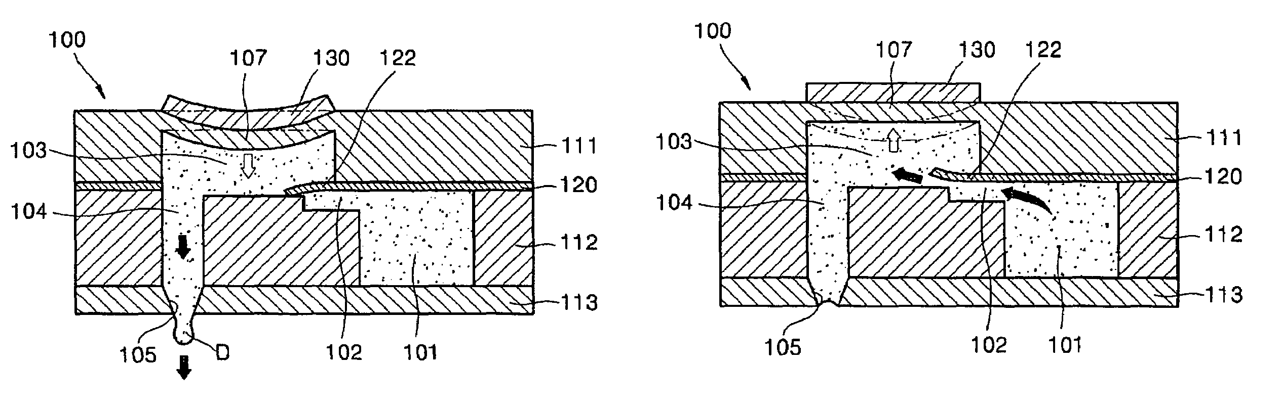 Piezoelectric inkjet printhead having a unidirectional shutter