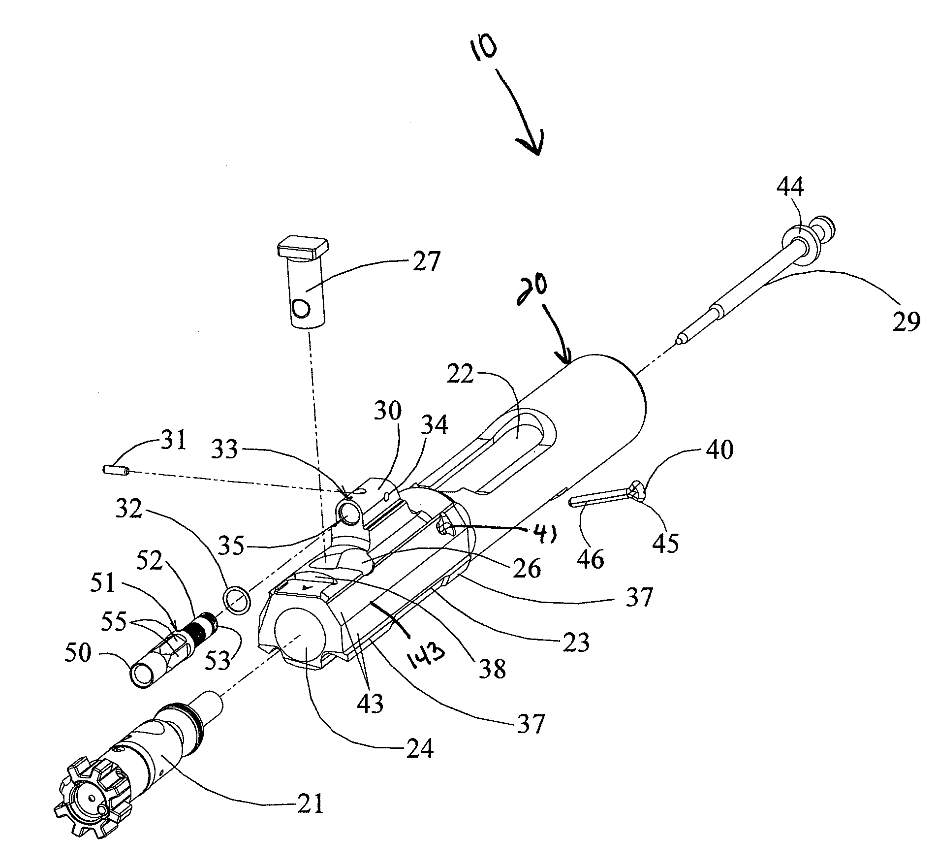 Bolt carrier and bolt for gas operated firearms