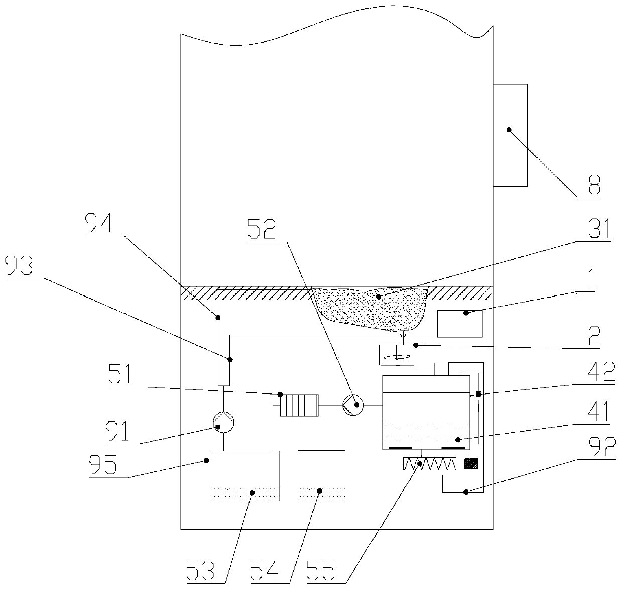 Water-saving toilet excrement treatment system for solid-liquid-gas phase separation