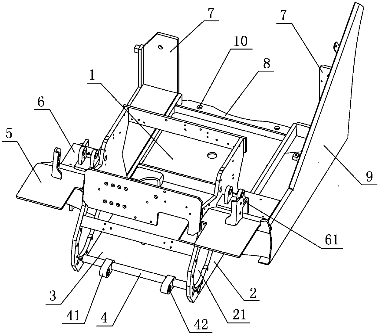 A body platform of a large-tonnage electric forklift