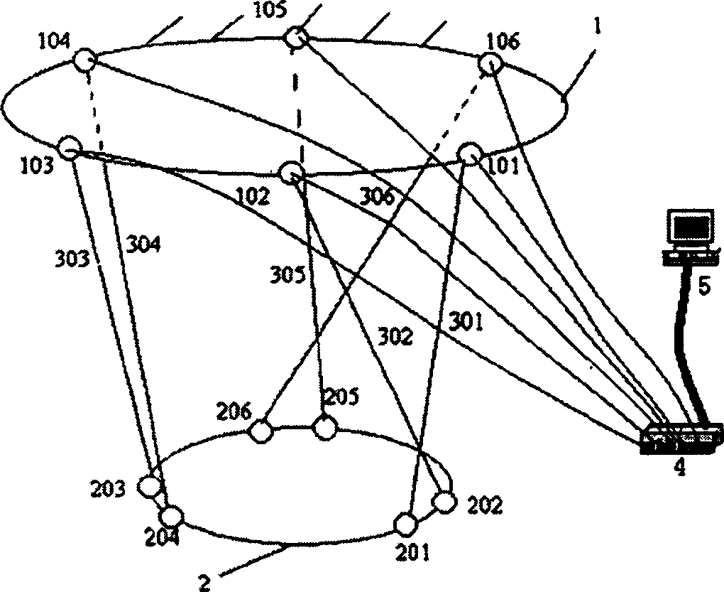 Measuring device and method for spatial pose of rigid body