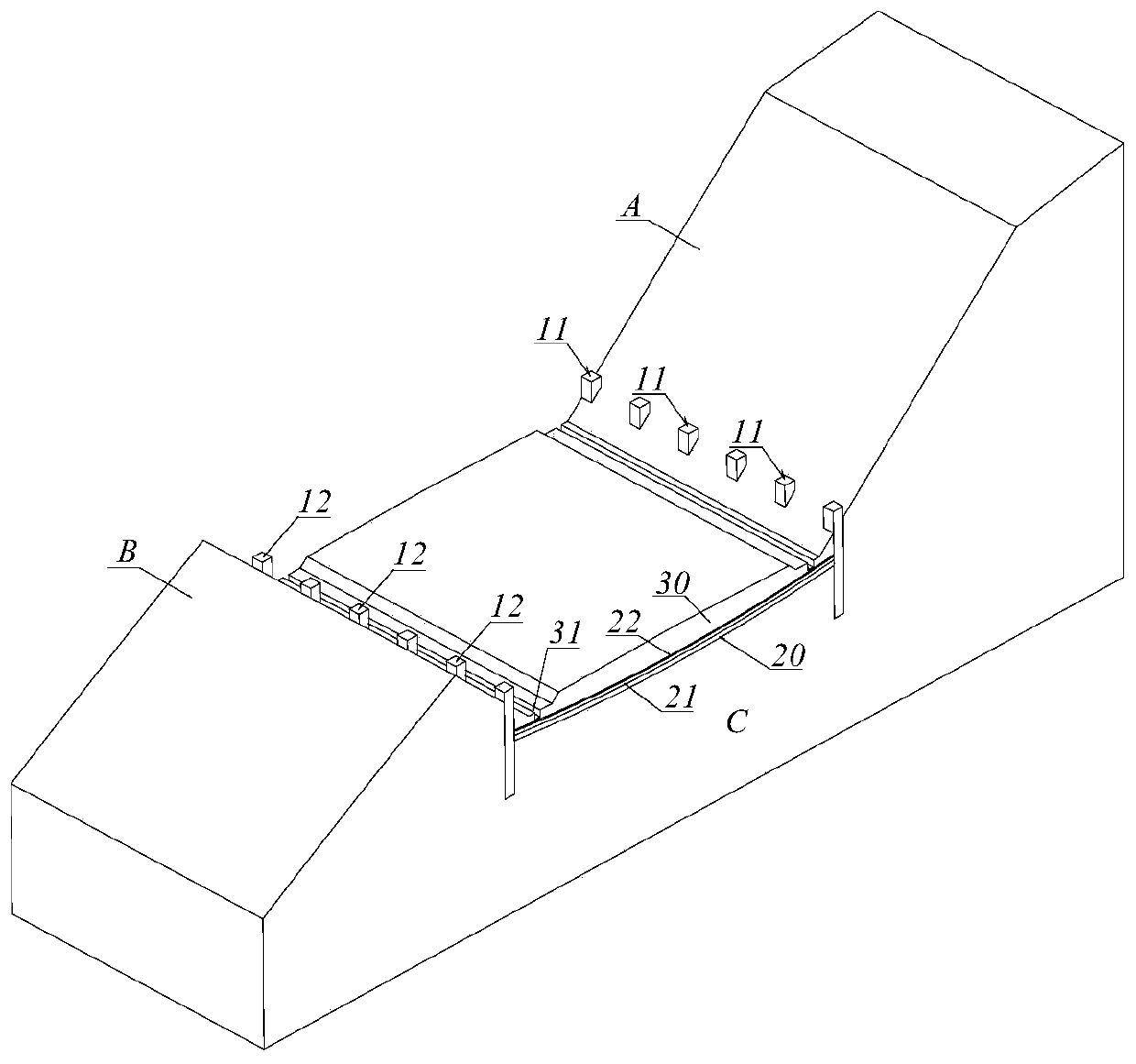 High-speed railway soft rock deep cutting arch-up deformation control structure and construction method