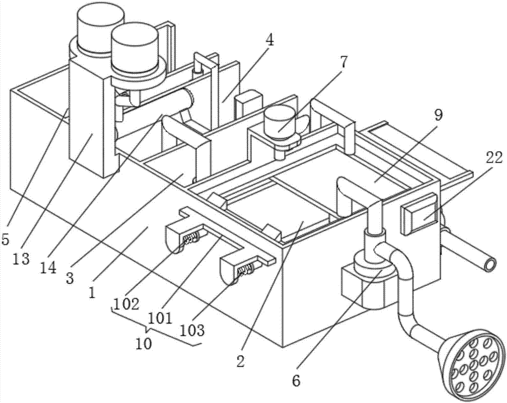 Mud discharge system of integrated sewage treatment equipment