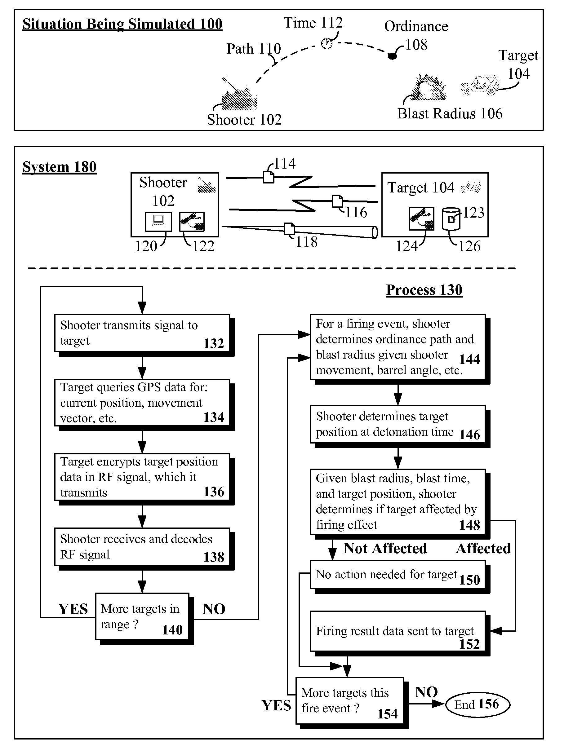 Trajectory simulation system utilizing dynamic target feedback that provides target position and movement data