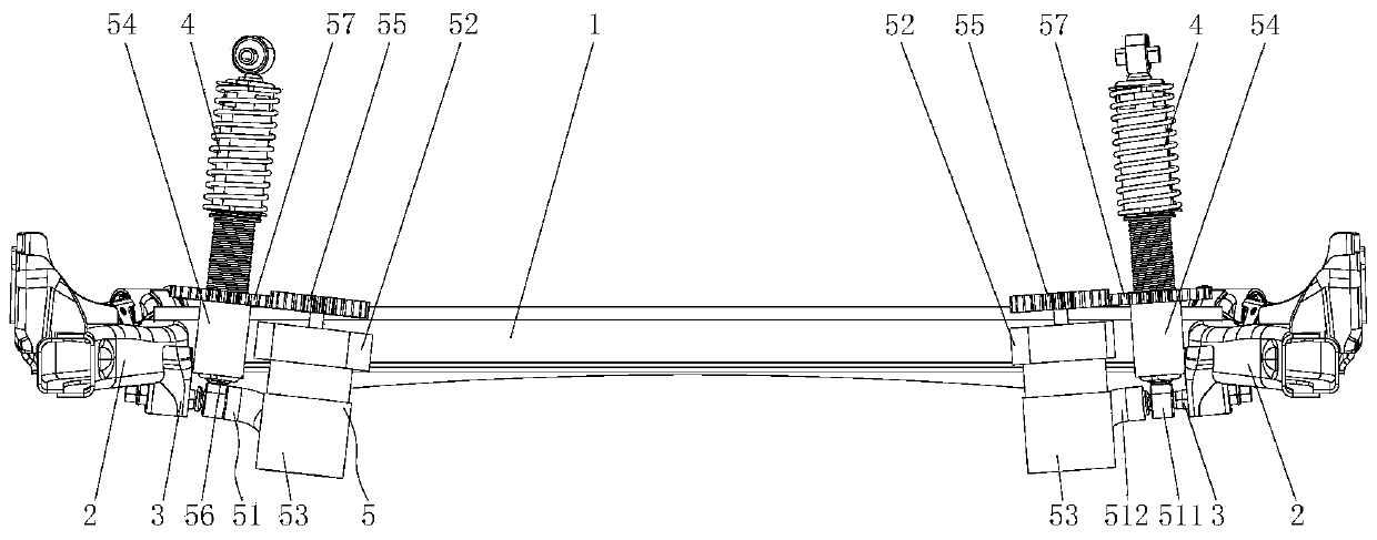 Torsion beam suspension structure capable of active lifting