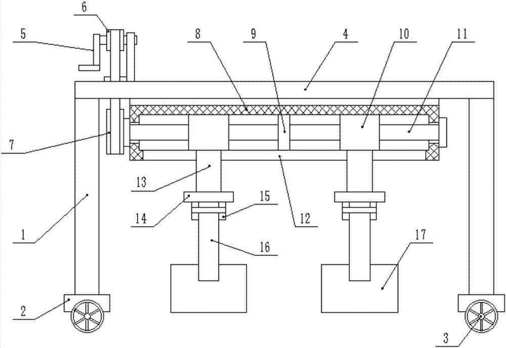 Abutting device for wiring of tensioning power cable