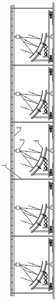 Array type fixed collector rotating parabolic solar energy concentration and heat collection system