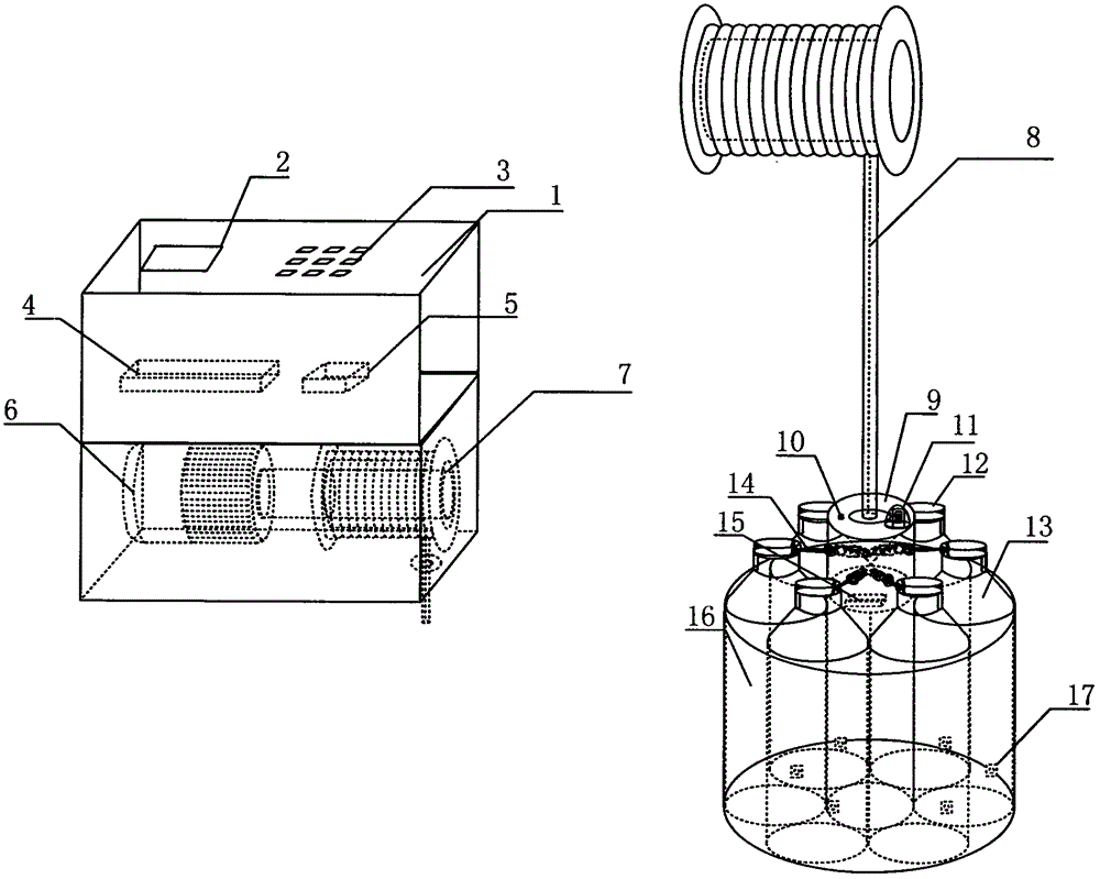 Remote control sampler for collecting water samples at different depths