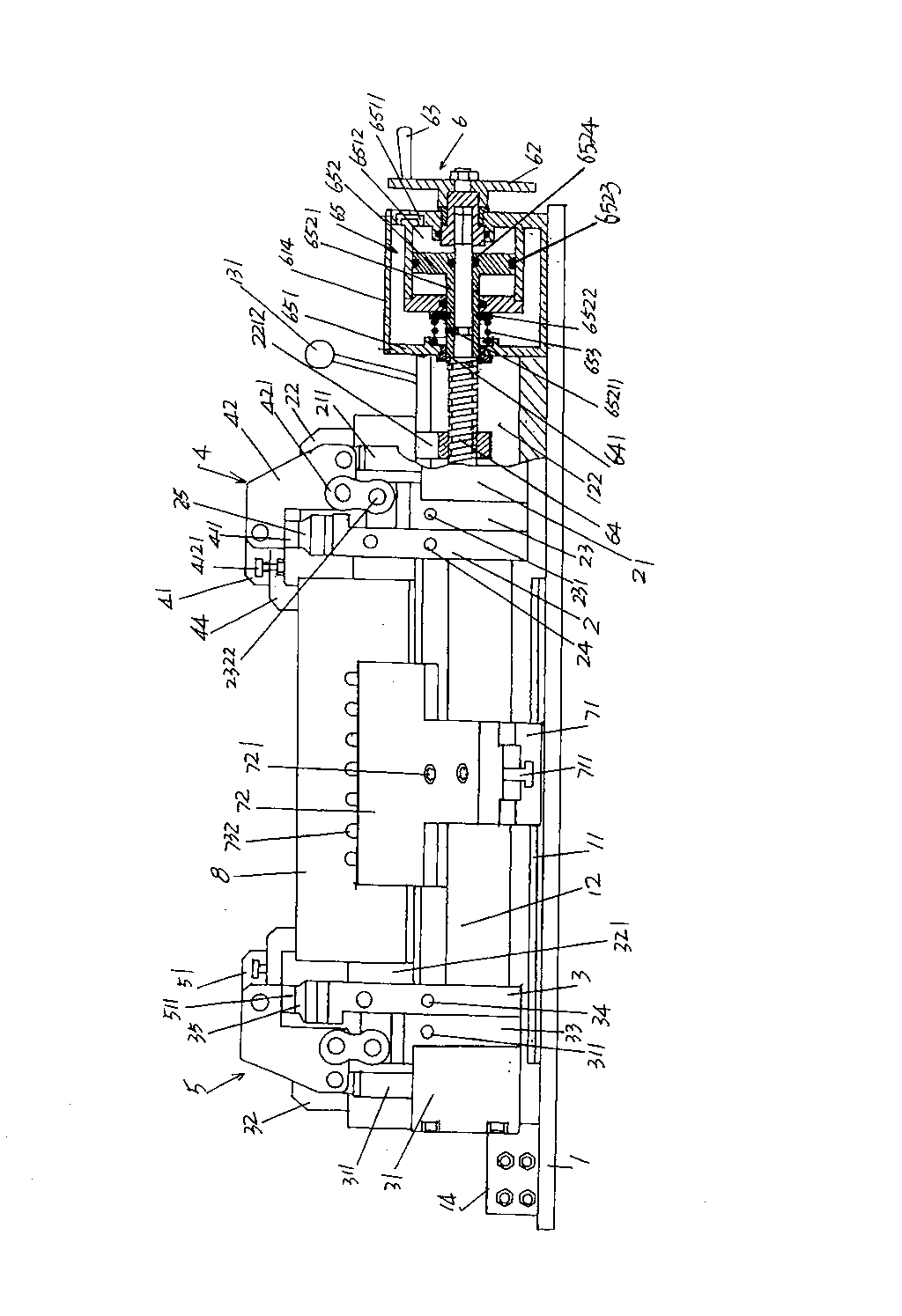 Clamp device with improved structure for processing glass mould