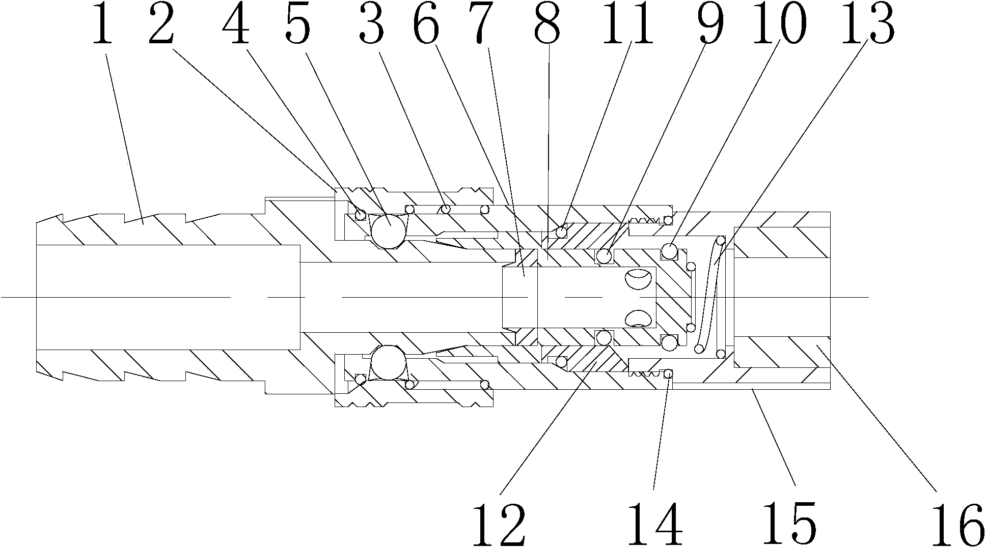 Converter valve tower self-locking draining adapter