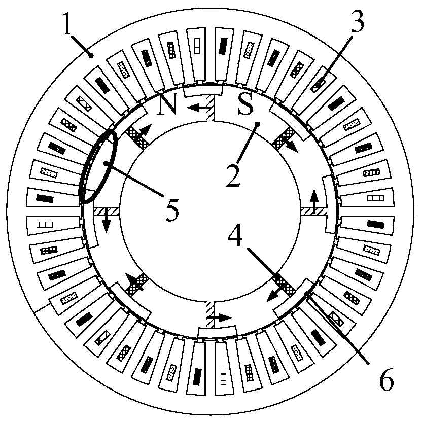 Integer slot distribution winding virtual pole spoke type permanent magnet synchronous motor and low pulsation design method thereof