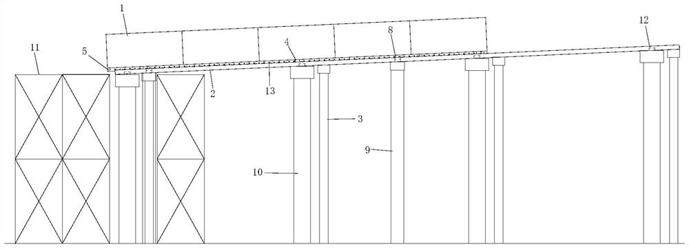 Curved steel beam jacking system and construction method