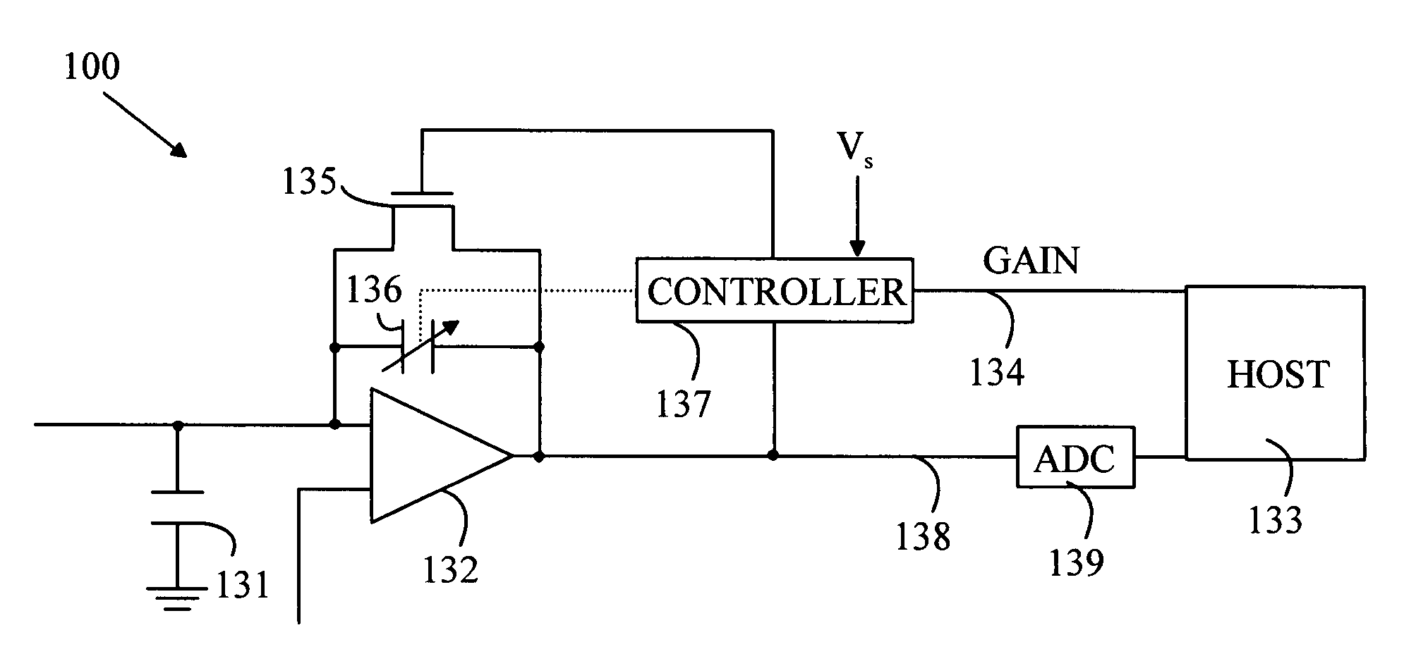 Imaging array having variable conversion gain