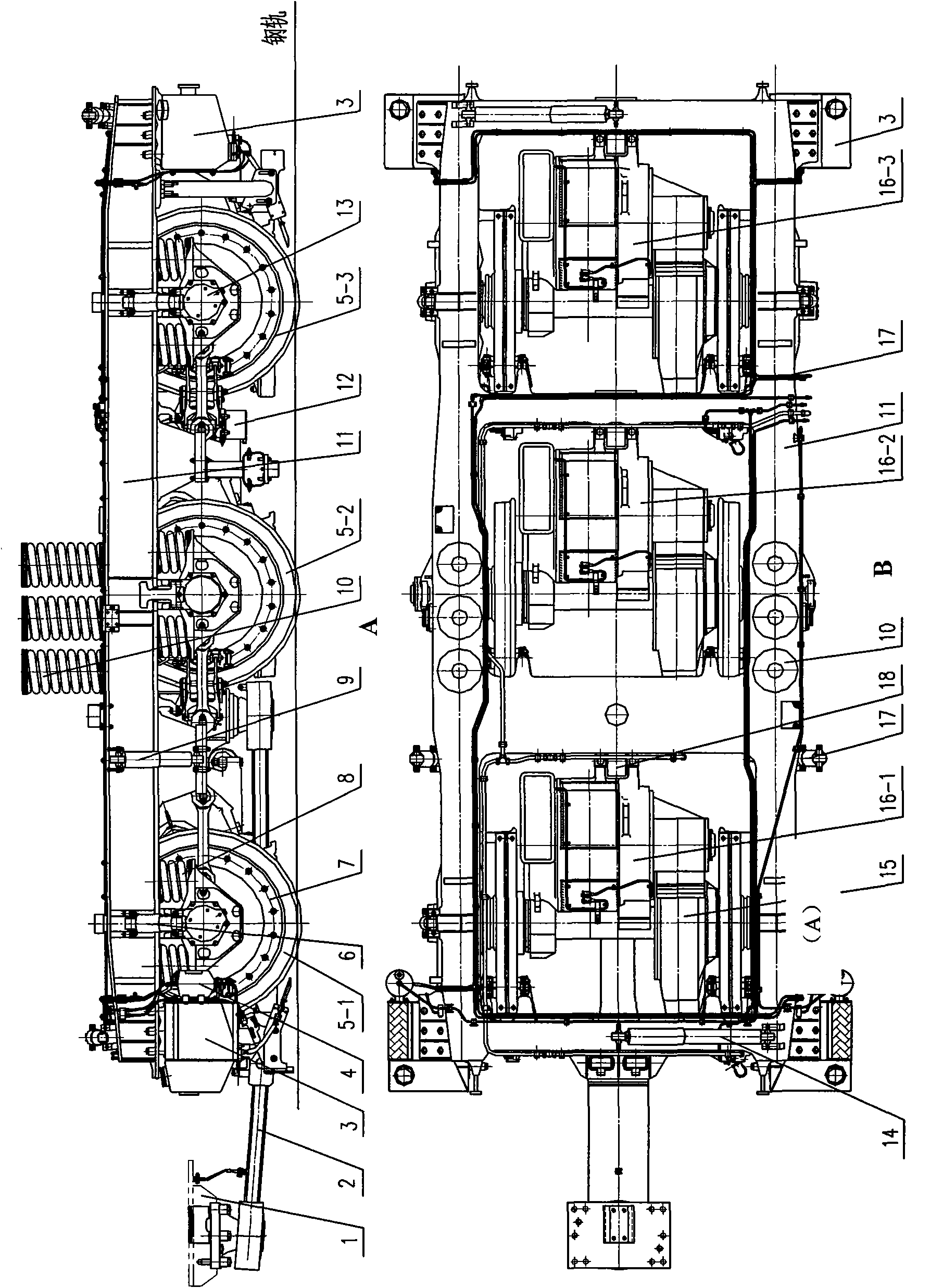 Co bogie for high-adherence heavy-load freight locomotive