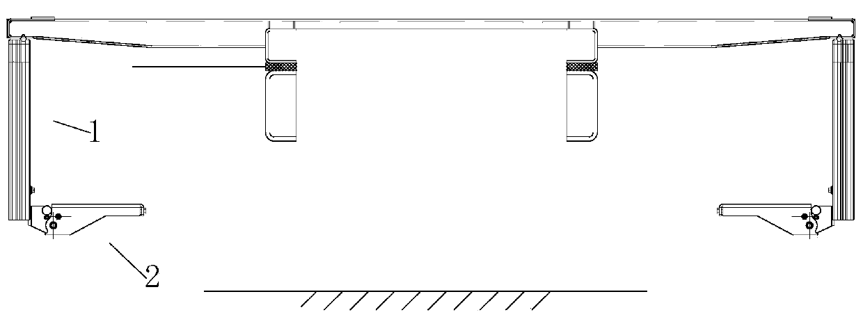 Lower overturning door device of skirt edge box