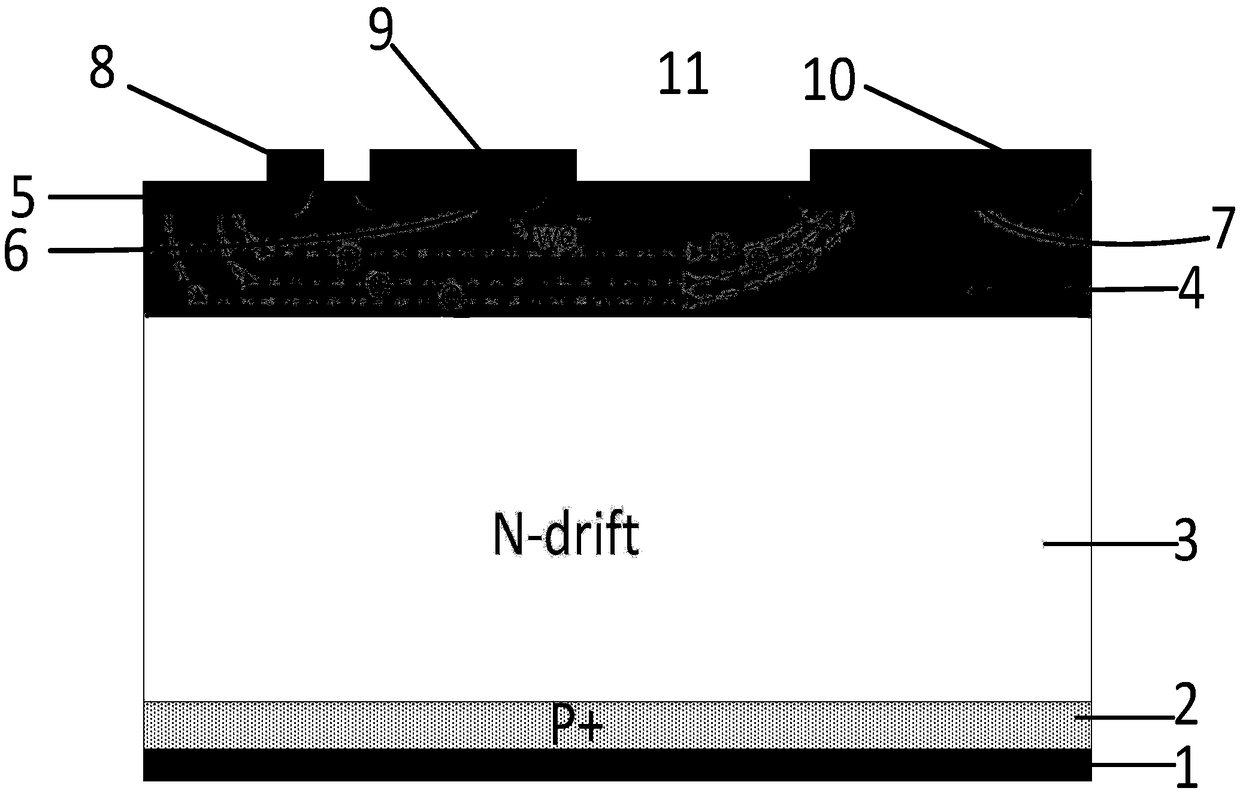 Optical control thyristor with deep N+ hole current blocking layer