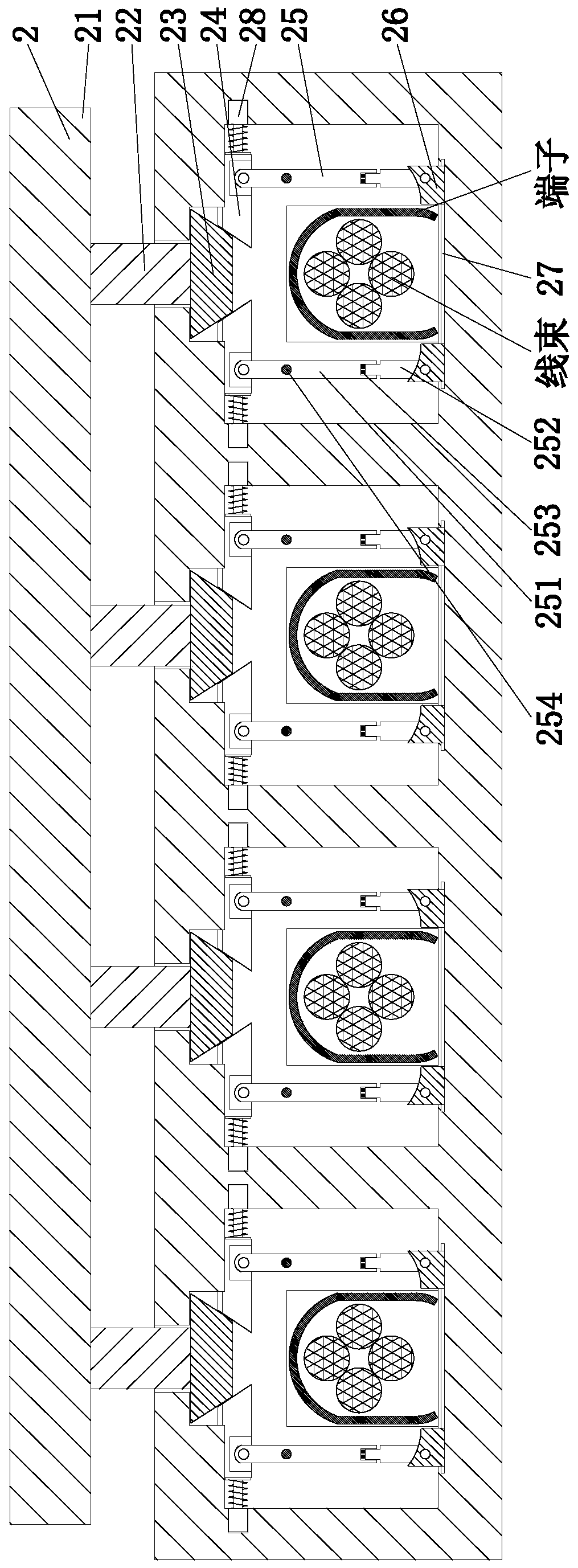 Handheld wire harness and terminal press-fitting tool