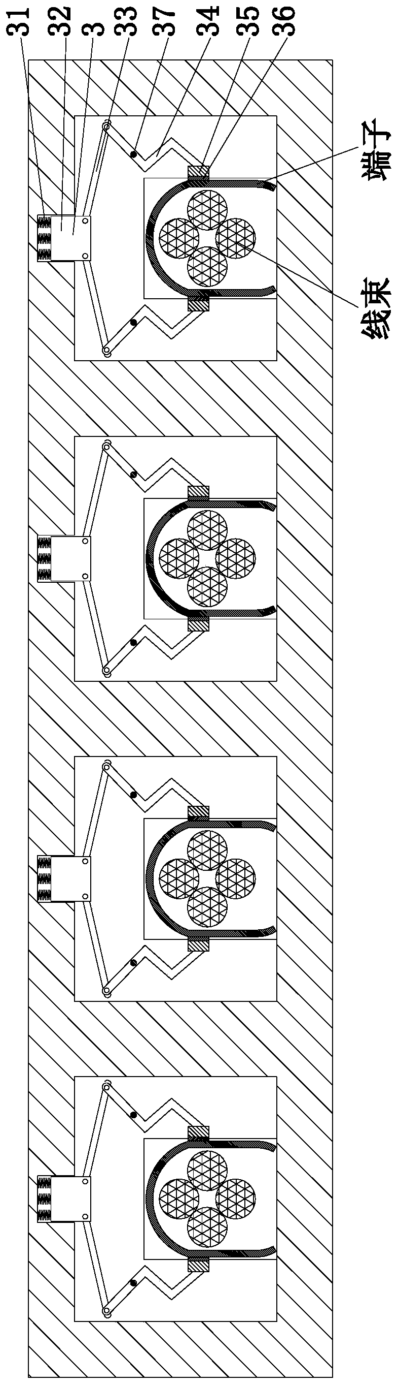 Handheld wire harness and terminal press-fitting tool