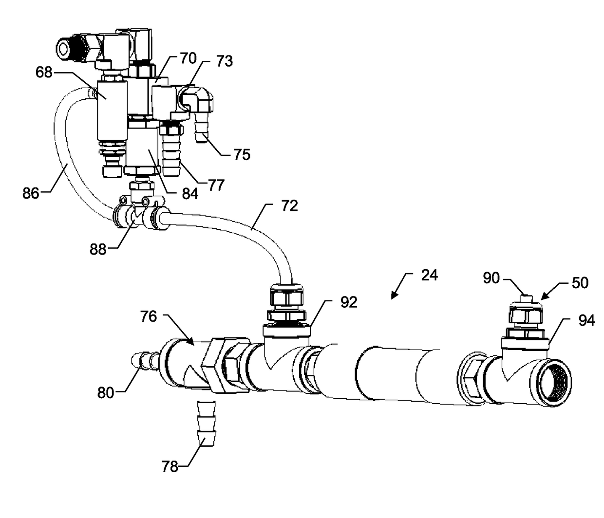 Pneumatically powered foam sprayer