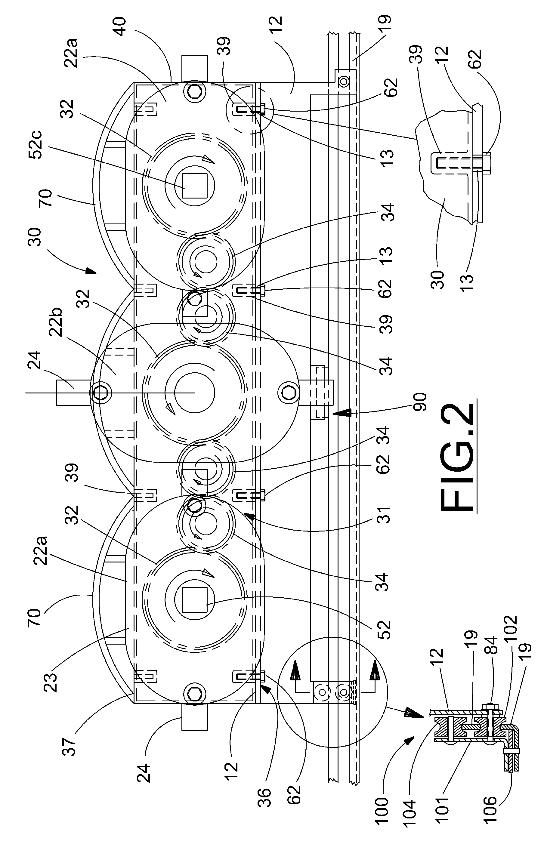 Three-disc module for a mower cutterbar