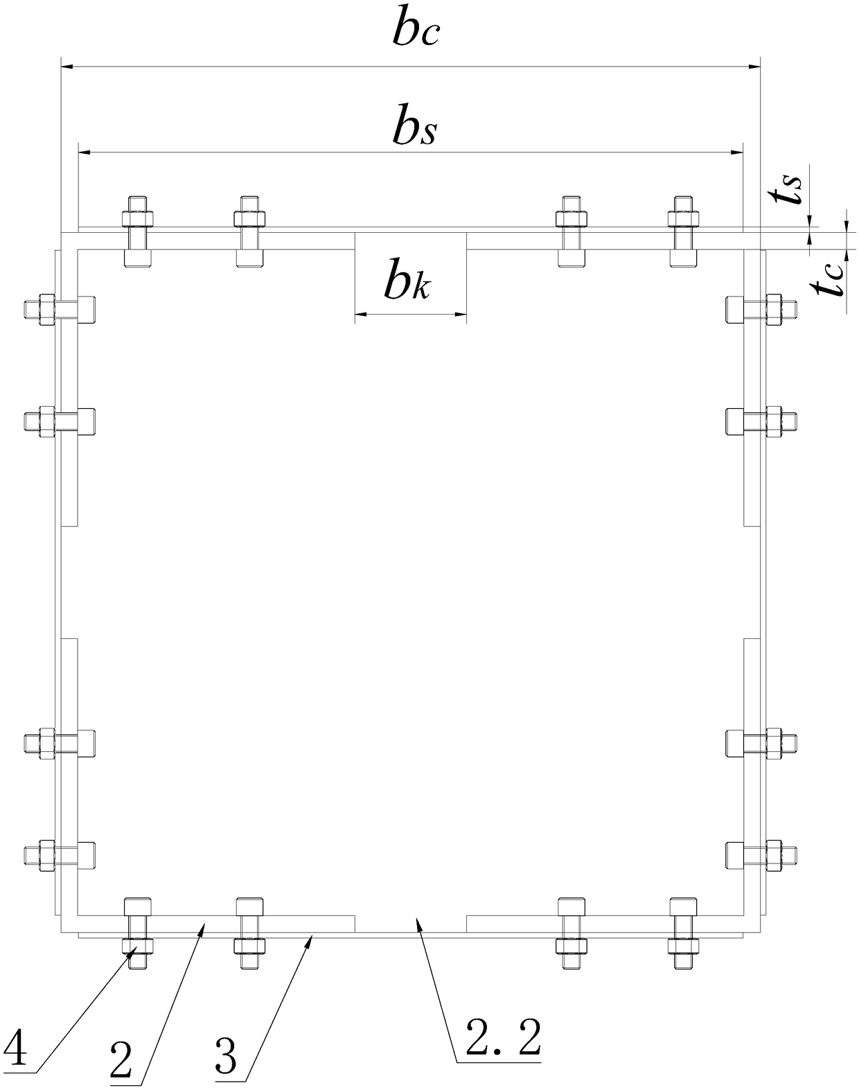 Reinforcing structure of square steel column