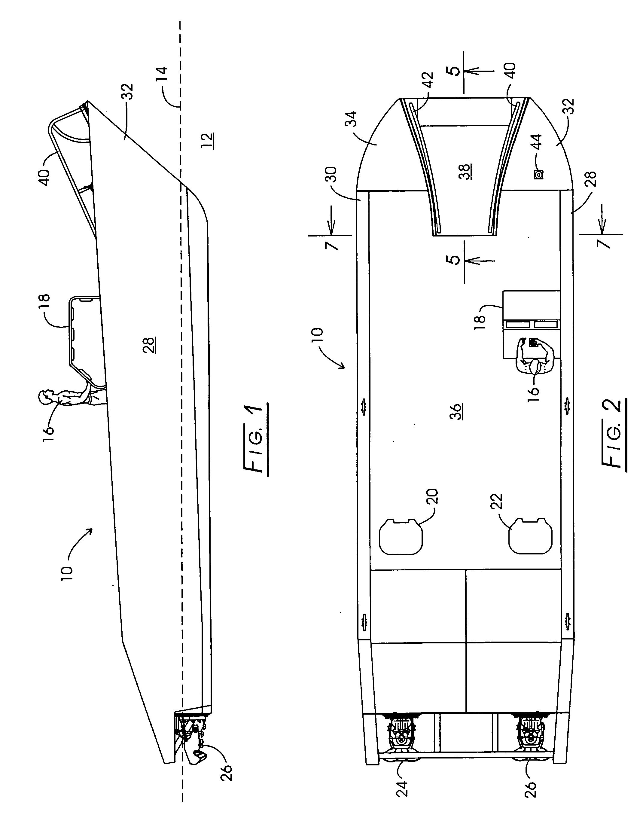 Catamaran with hinged underwing