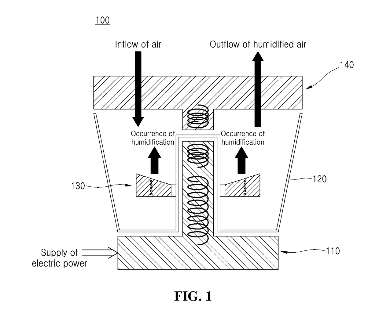 Floating type humidifier using vertical power transmission system