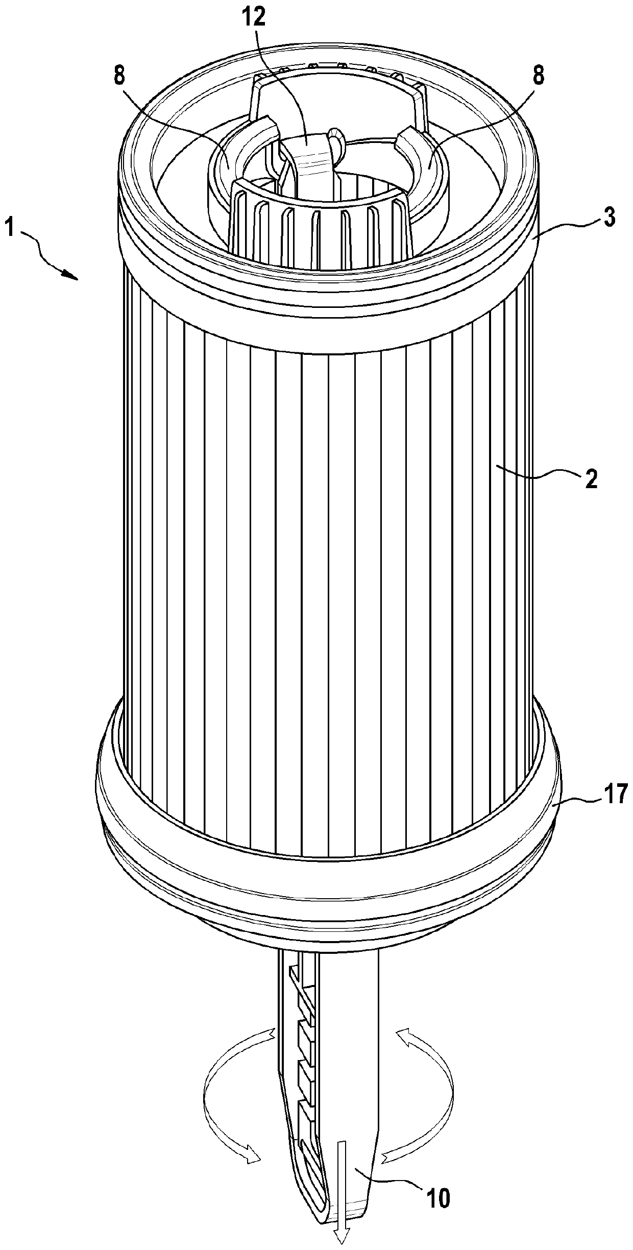 filter element with removal element