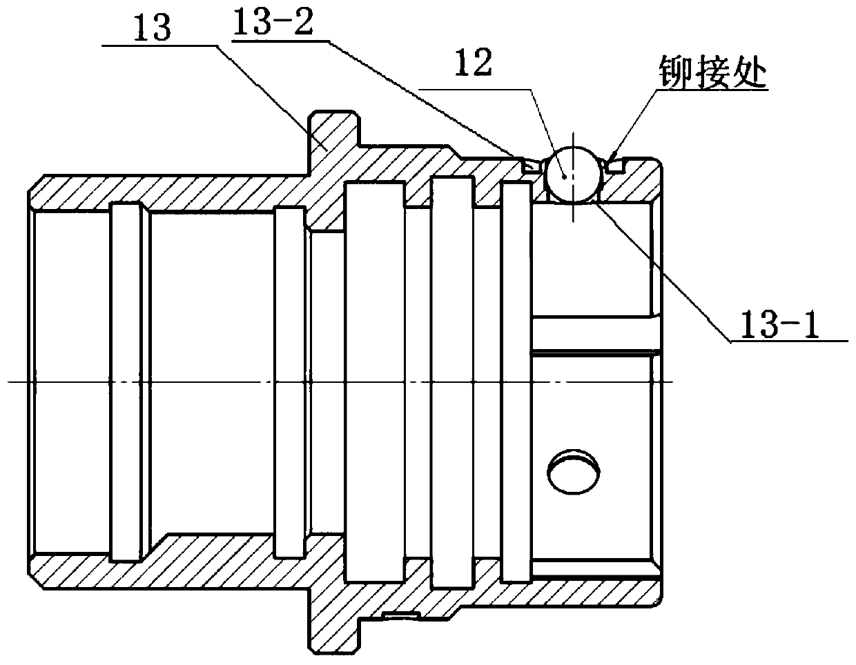 Electric connector ceramic ball riveting device and riveting method