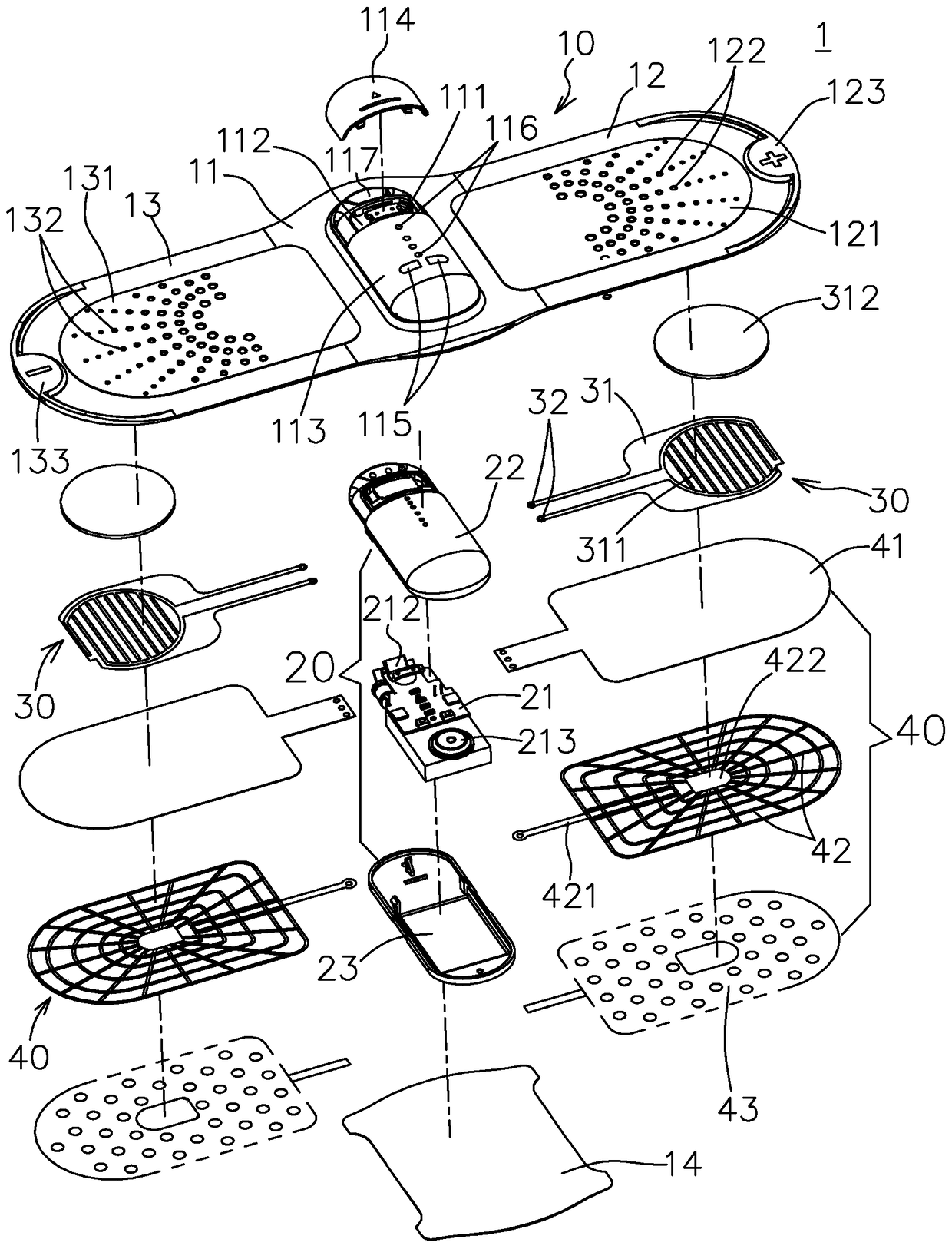 Carrying a one-piece heating and low-frequency dual-function therapeutic device