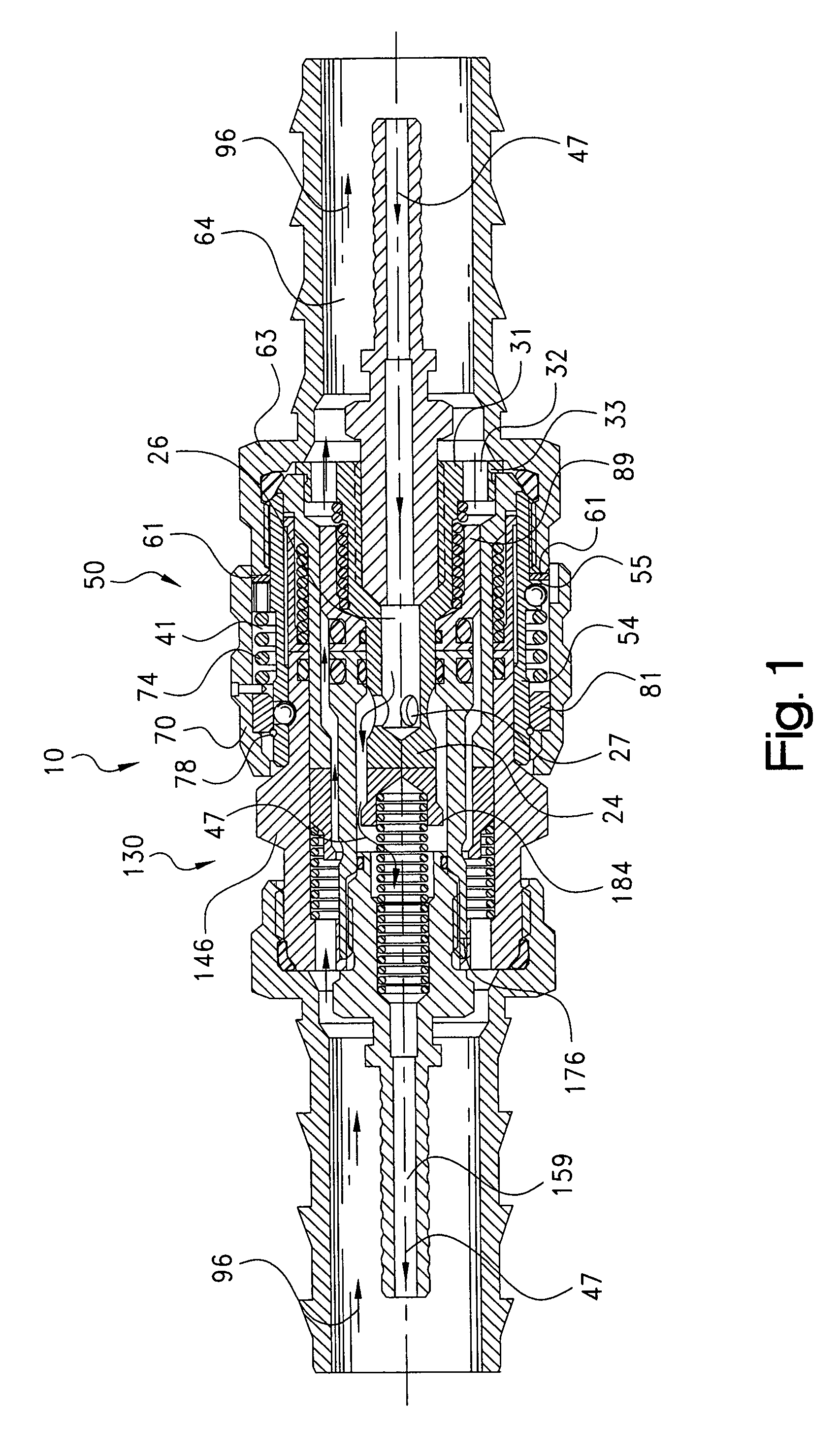 Coaxial quick disconnect coupling