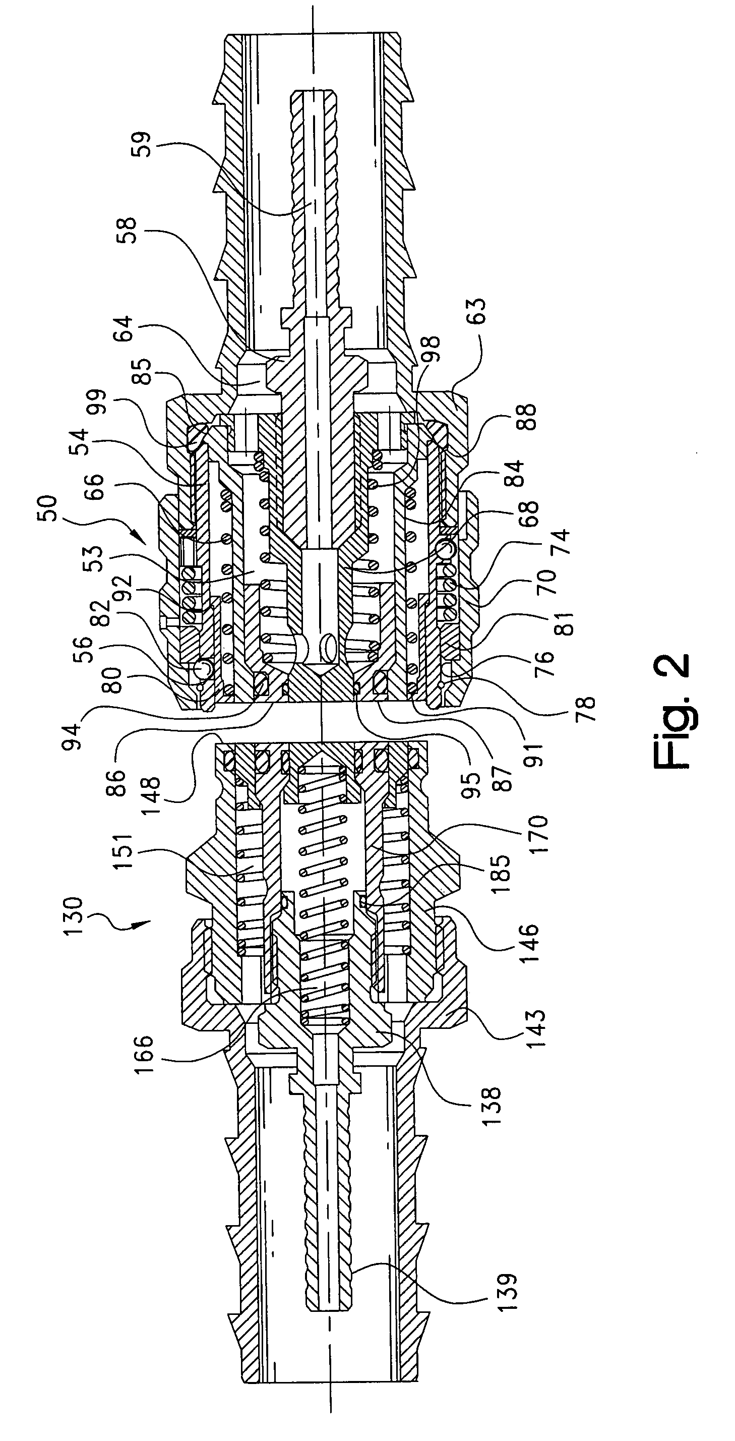 Coaxial quick disconnect coupling