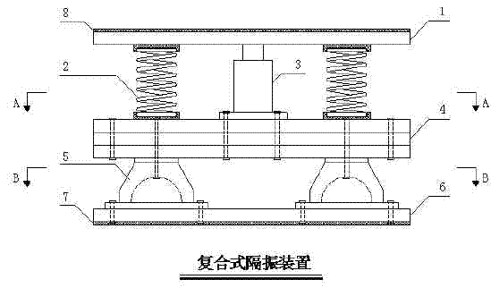 Method for controlling structural acoustic transmission on basis of combined type vibration isolation device