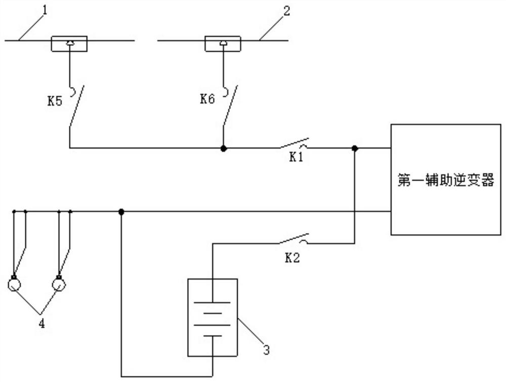 Locomotive auxiliary system power supply circuit and power supply control method