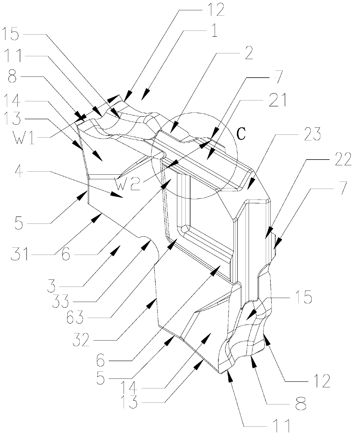 Groove machining blade with double cutting units and cutting tool