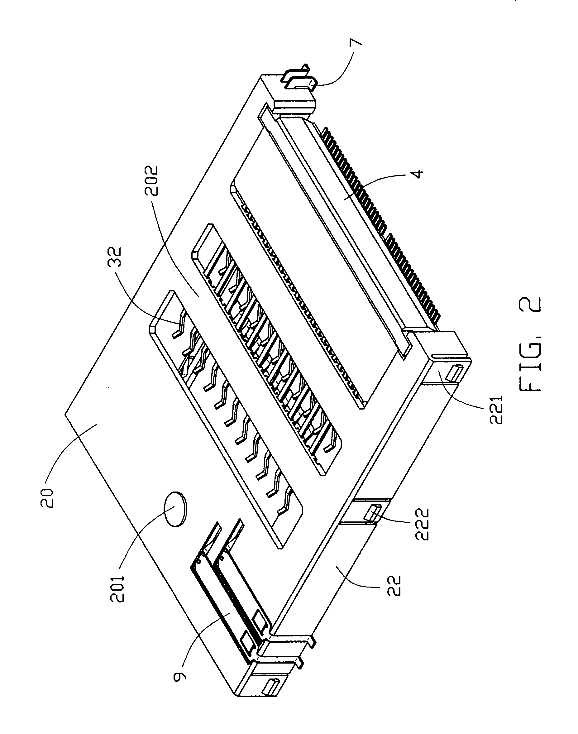 Connector for memory cards