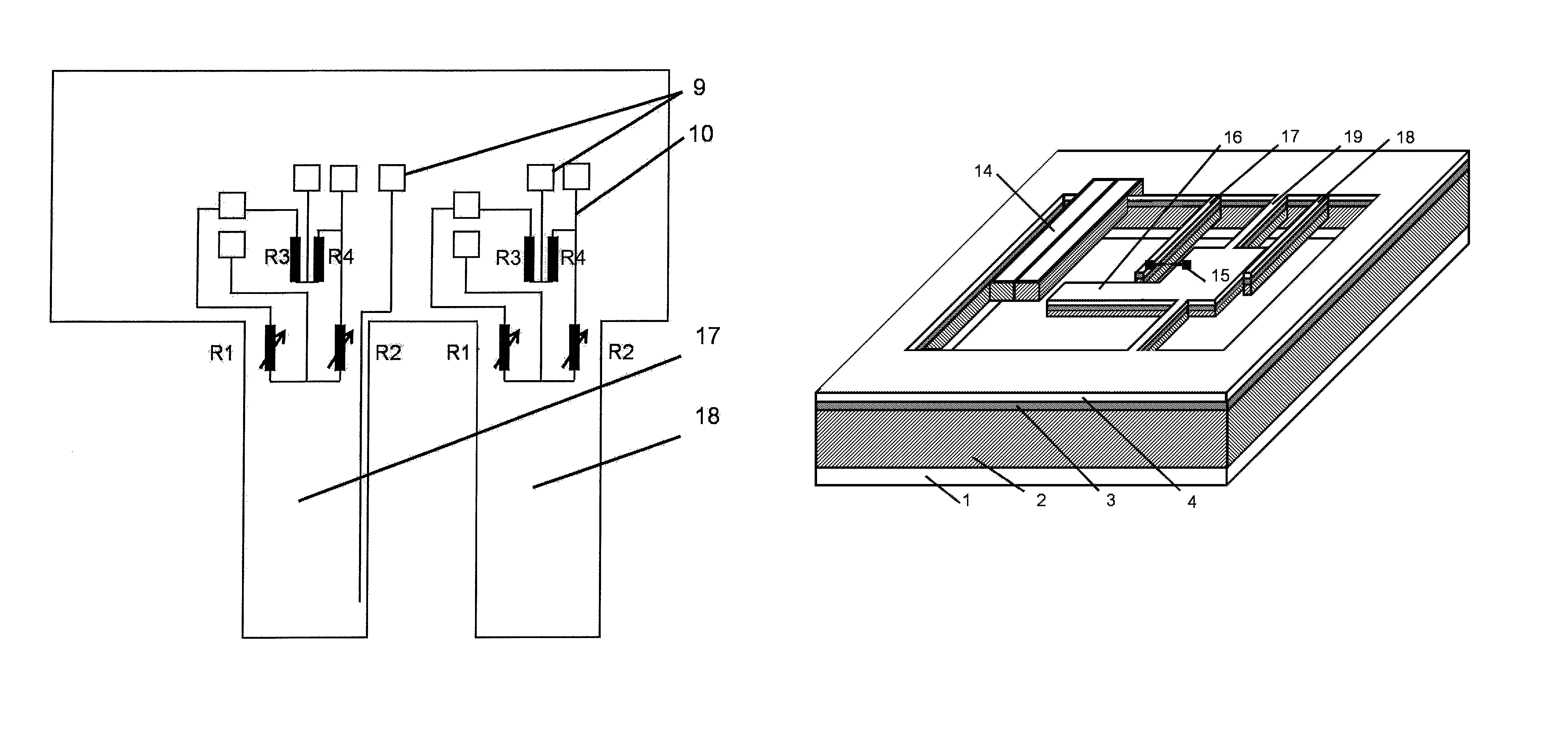 Sensor for quantitative measurement of electromechanical properties and microstructure of nano-materials and method for making the same