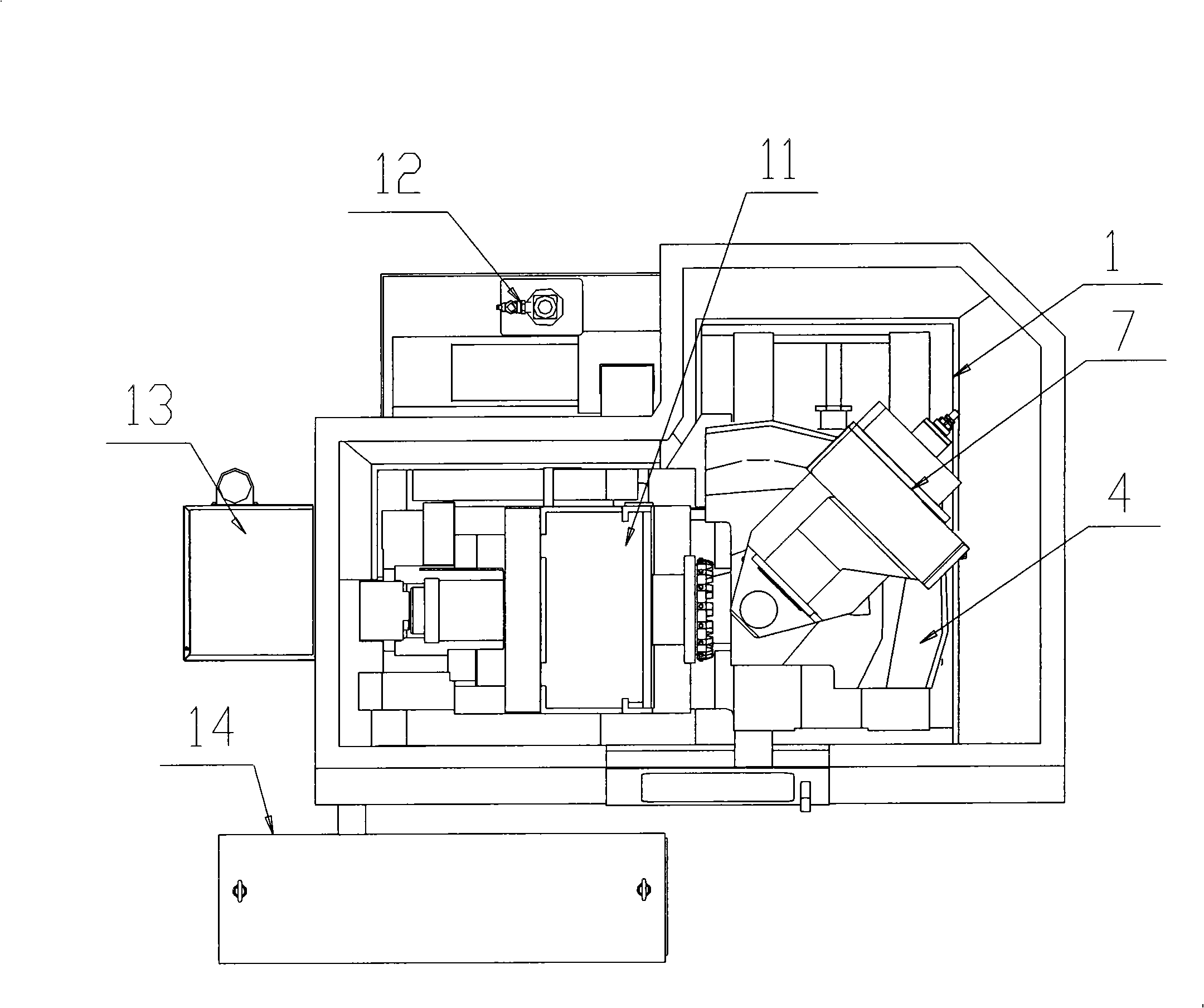 Four-shaft four-linkage numerical control spiral bevel gear milling machine arrangement